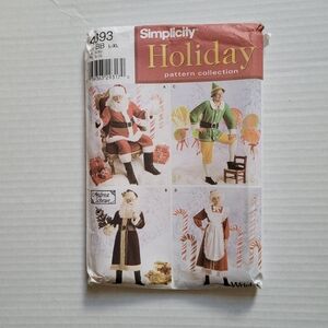 Simplicity Holiday Christmas costume sewing pattern uncut Santa elf Mrs Claus